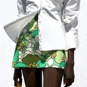 ZARA Green Printed Mini Skirt - Size L